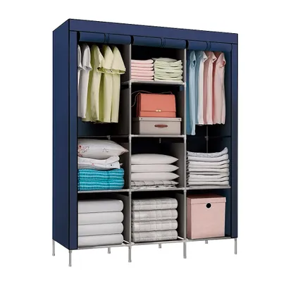 Guarda Roupa Dobrável Organizador De Roupa Azul 88130b