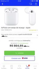 AirPods com estojo de recarga - Apple R$849