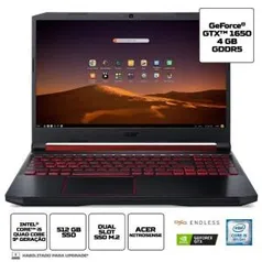 Notebook Gamer Acer Nitro 5 Intel Core i5 8GB 512GB SSD GTX 1650 15.6' Endless | R$4769