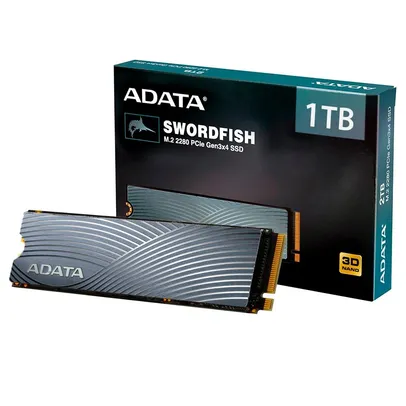 SSD Adata Swordfish 1TB M.2 PCIe Leituras: 1800Mb/s e Gravações: 1200MB/s | R$750