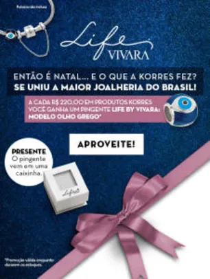 Ganhe um berloque Vivara a cada R$220 em compras de produtos da linha Korres