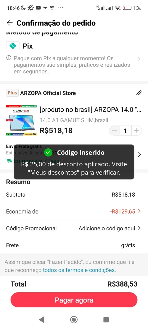 Imagem na descrição da promoção