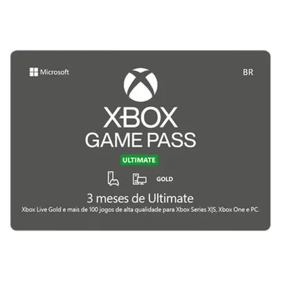 Gift Card Digital Xbox Game Pass Ultimate - 3 meses