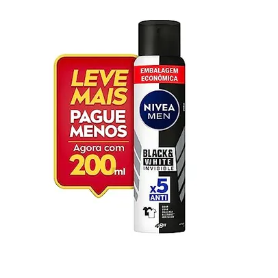 (REC 7.90) NIVEA MEN Desodorante Antitranspirante Aerossol Invisible Black & White 200ml (10 UND)