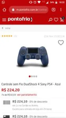 Controle sem Fio DualShock 4 Sony PS4 - Azul | R$224