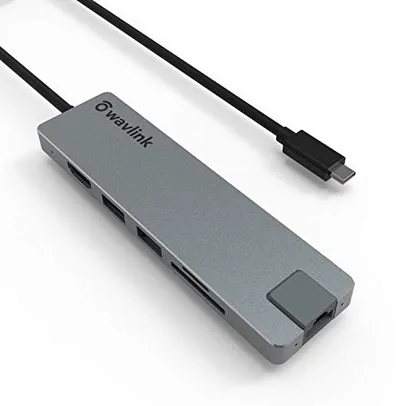 Hub USB C, WAVLINK Hub USB portátil com carregamento de 100 W e HDMI 4 K, adaptador USB C fino para 