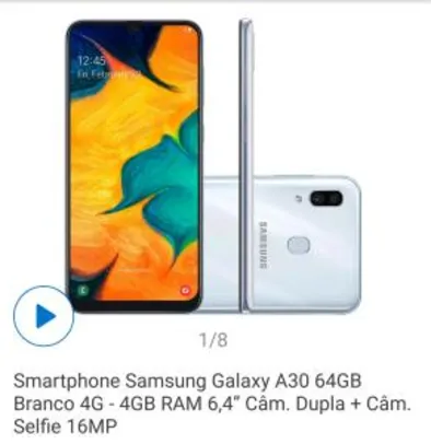 [Clube da Lu] Smartphone Samsung Galaxy A30 64GB | R$863