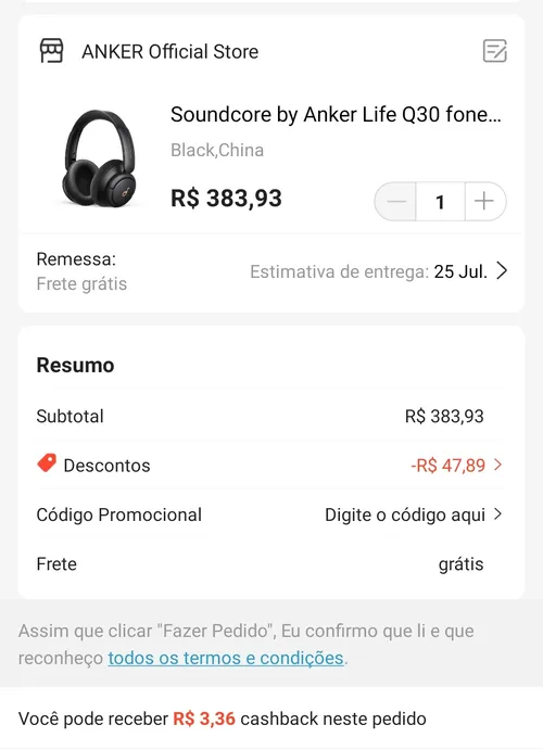 Imagem na descrição da promoção