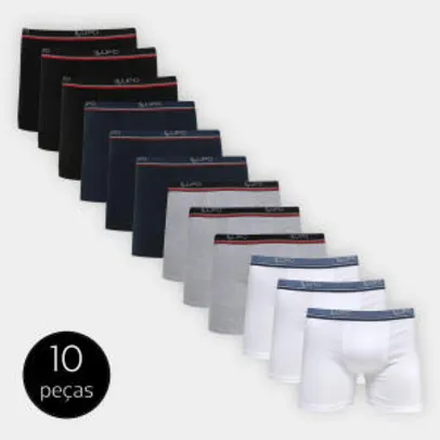 Cuecas Lupo Kit Boxer 10 Peças Masculina - Branco e Preto (Somente P) | R$105