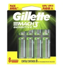 Carga para Aparelho de Barbear Gillette Mach3 Sensitive | Leve 8 Pague 6 | R$43