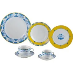 Aparelho de Jantar 42 Peças Porcelana Wolff Amalfi Branco - Rojemac