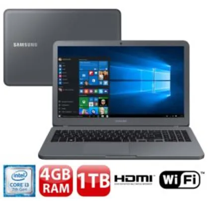 Notebook Samsung Core i3-7020U 4GB 1TB Tela Full HD 15.6” Windows 10 Essentials E30 NP350XAA-KF1BR - R$1699