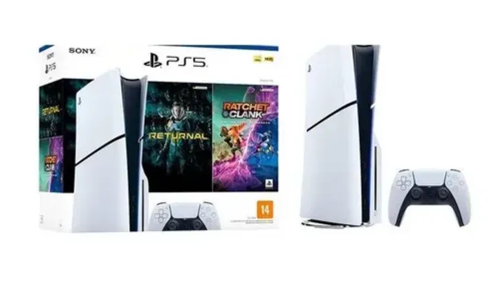 Console Sony PlayStation 5 Slim, Branco + 2 Jogos - 1000038899