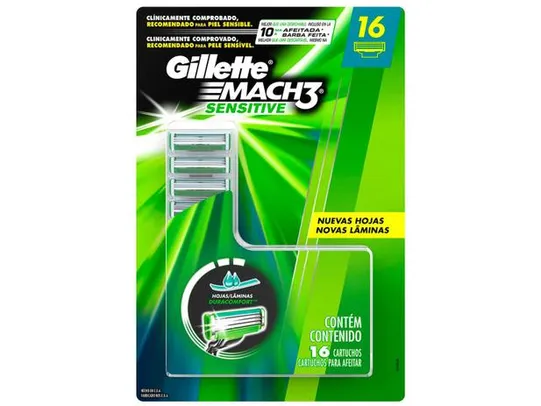 Carga para Aparelho de Barbear Gillette - Mach3 Sensitive 16 Cargas | R$83