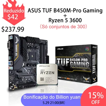 Processador AMD ryzen 5 3600 + asus tuf b450m pro - R$ 1.244