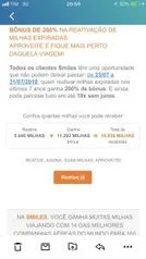 Bônus de 200% na reativação de milhas Smiles expiradas