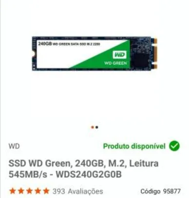 SSD M2 WD GREEN 240GB | R$224