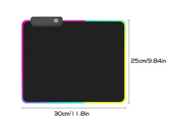 (Taxas já incluídas) Mouse Pad LED RGB Antiderrapante - 8 Modos de Iluminação 