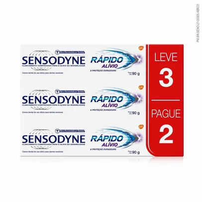 Sensodyne Kit Leve 3 Pague 2 Sensodyne Rápido Alívio Creme Dental para Dentes Sensíveis 90g