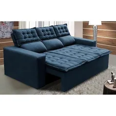 Sofá 3 Lugares Retrátil e Reclinável Cama inBox Slim 2,00m Velusoft Azul