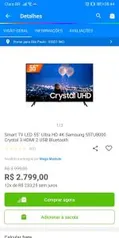 Smart TV LED 55" Ultra HD 4K Samsung 55TU8000 Crystal 3 HDMI 2 USB Bluetooth | R$ 2799