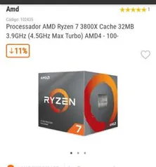 Processador AMD Ryzen 7 3800X Cache 32MB 3.9GHz (4.5GHz Max Turbo) R$ 2499