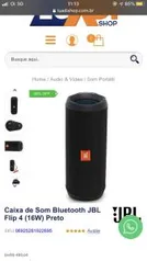 JBL Flip 4 Preta - R$314