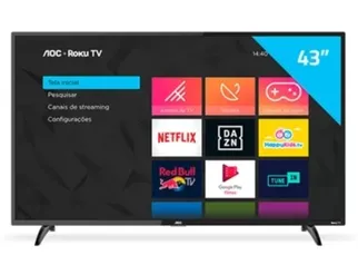 Smart TV LED 43" AOC 43S5195/78G Full HD com Wi-Fi, 1 USB, 3 HDMI, Controle com Botão Netflix, Deeze