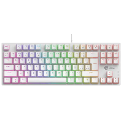 Teclado Mecânico Gamer Ninja Leap Pudim, Switch Blue, Rainbow, ABNT2, White