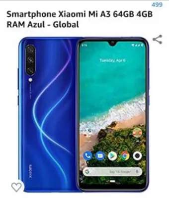Smartphone Xiaomi Mi A3 64GB 4GB RAM Azul - Global