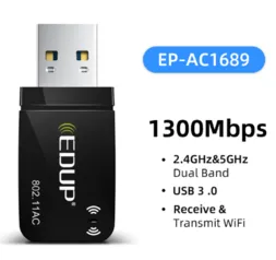 Adaptador Usb Wifi dual band 5/2.4ghz, 1300Mbps