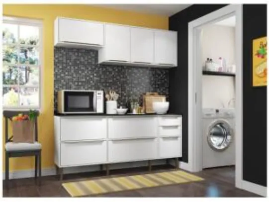 Cozinha Compacta Multimóveis New Paris 2836.893 - com Balcão 8 Portas 3 Gavetas por R$ 540