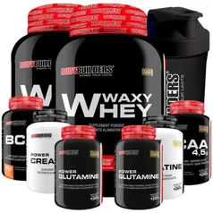 Kit WHEY + Suplemento MASS + CREATINA - Whey Protein Concentrado Original 900g 3 Sabores