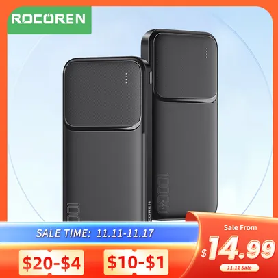 Rocoren Banco de Carregamento Rápido, Carregador Portátil, 10000mAh