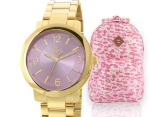 Kit Relógio Feminino Allora + Mochila Lipstick R$170