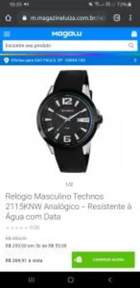 Relógio Masculino Technos 2115KNW Analógico - Resistente à Água com Data R$ 190