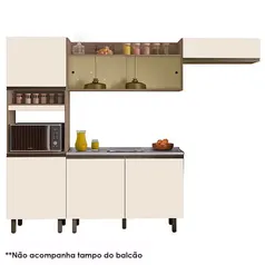 Cozinha Compacta com Balcão de Pia Porto Carvalho Off White - Poliman