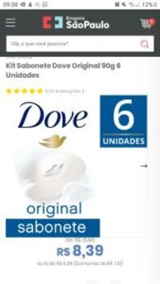 Kit Sabonete Dove Original 90g 6 Unidades - R$8