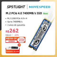 SSD NMVe 2T MOVESPEED READ 7.450 MB/s WRITE  6.500 MB/s 3 ANOS DE GARANTIA