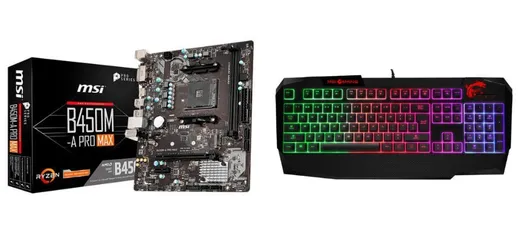 [APP] Placa Mãe MSI B450M-A Pro Max, AMD AM4 + Teclado Gamer MSI Vigor RGB GK40