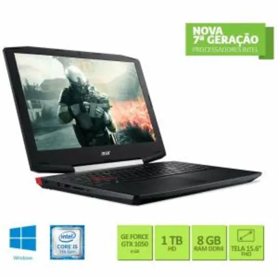 Notebook Gamer Acer Intel Core I5-7300HQ, 8GB, 1TB, DDR4, NVIDIA GEFORCE GTX 1050 4GB, DDR5, 15,6´´ FULL HD, Windows 10 HOME - VX5-591G-54PG - R$3280