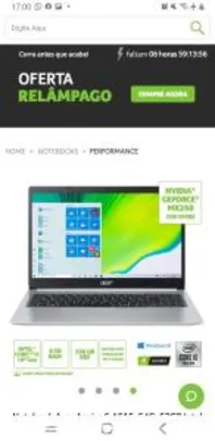 Notebook Acer Aspire 5 A515-54G-53GP Intel Core I5 8GB 256GB SSD NVIDIA MX250 15.6' Windows 10 | R$3.772