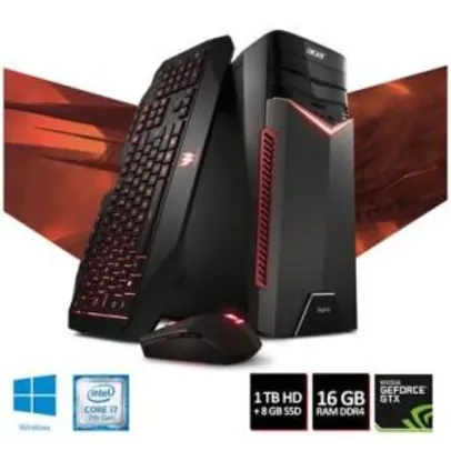Computador Gamer Acer Intel Core i7-7700, 16GB, gtx 1060 6gb por R$ 4000