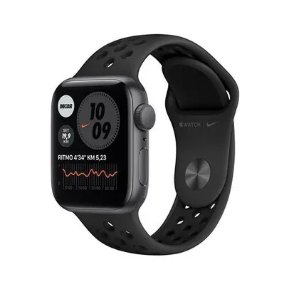 Apple Watch SE (GPS) 40mm caixa cinza-espacial de alumínio com pulseira esportiva Nike cinza-carvão/preta | R$2168