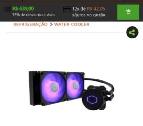 Water Cooler ML240L V2 - Cooler Master | R$ 439