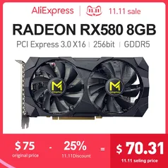 Placa de Vídeo AMD RX 580 2048SP 8GB MingZhou