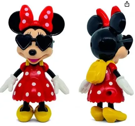 Boneca Minnie, Elka, corpo preto/luva branca/vestido vermelho/sapato amarelo/rosto pele