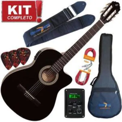[CC SUB] Kit: violão, afinador, correia, capa, cabo e palheta R$390
