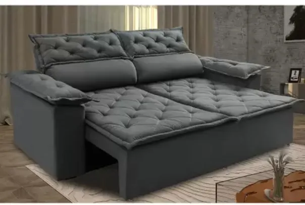 Sofá Retrátil e Reclinável Cama inBox Compact 1,50m Tecido Suede Velusoft Cinza