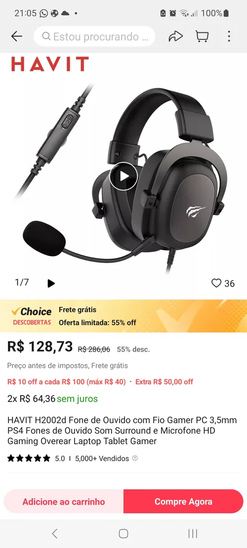 Imagem na descrição da promoção